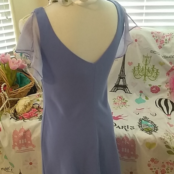 JonesNY lovely periwinkle sheer flutter trim dress - Picture 3 of 8